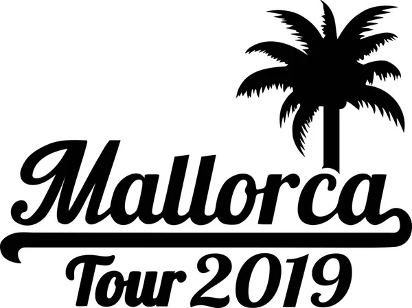 Mallorca Tour 2019 Con Palmera Negra — Vector de stock