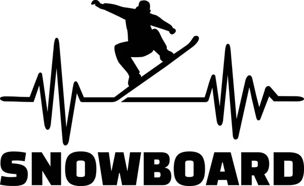 Battito Cardiaco Linea Con Snowboarder Facendo Trucco — Vettoriale Stock