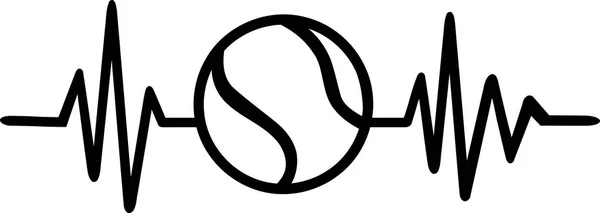 テニスボールと単語のハートビート パルス線 — ストックベクタ