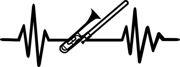 Тромбон Импульсной Линии Сердца Инструментом — стоковый вектор