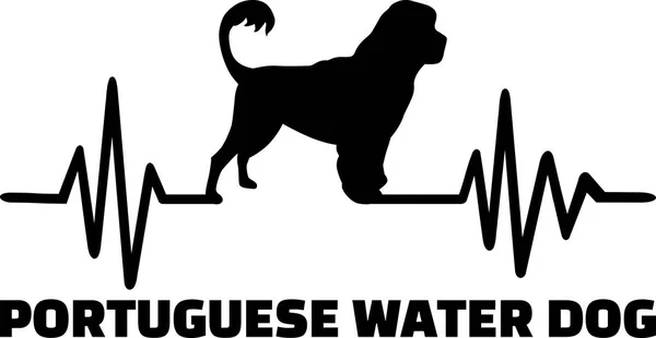 Línea Pulso Latido Del Corazón Con Silueta Perro Agua Portugués Ilustración De Stock