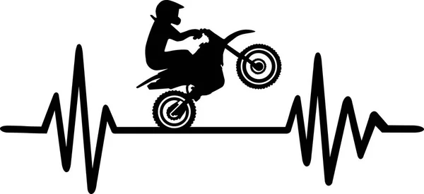 Línea Pulso Heartbeat Con Conductor Acrobacias Motocross Palabra Vector De Stock