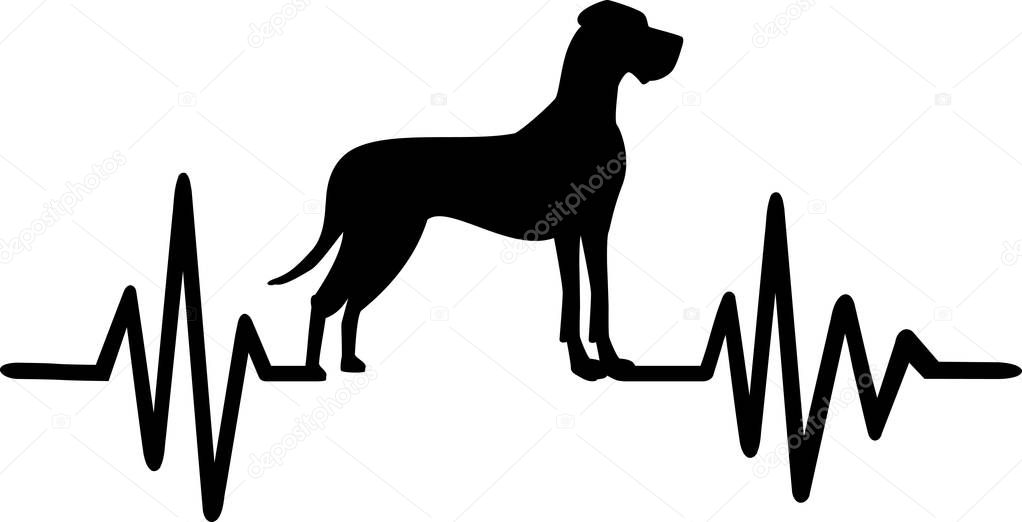 Heartbeat pulse line with Great Dane dog silhouette 