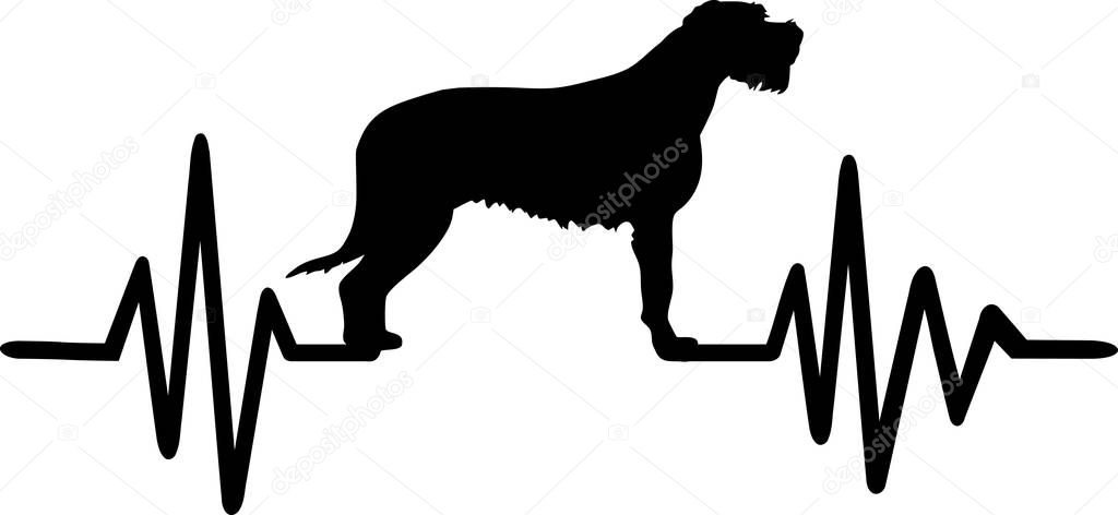 Heartbeat pulse line with Irish Wolfhound silhouette