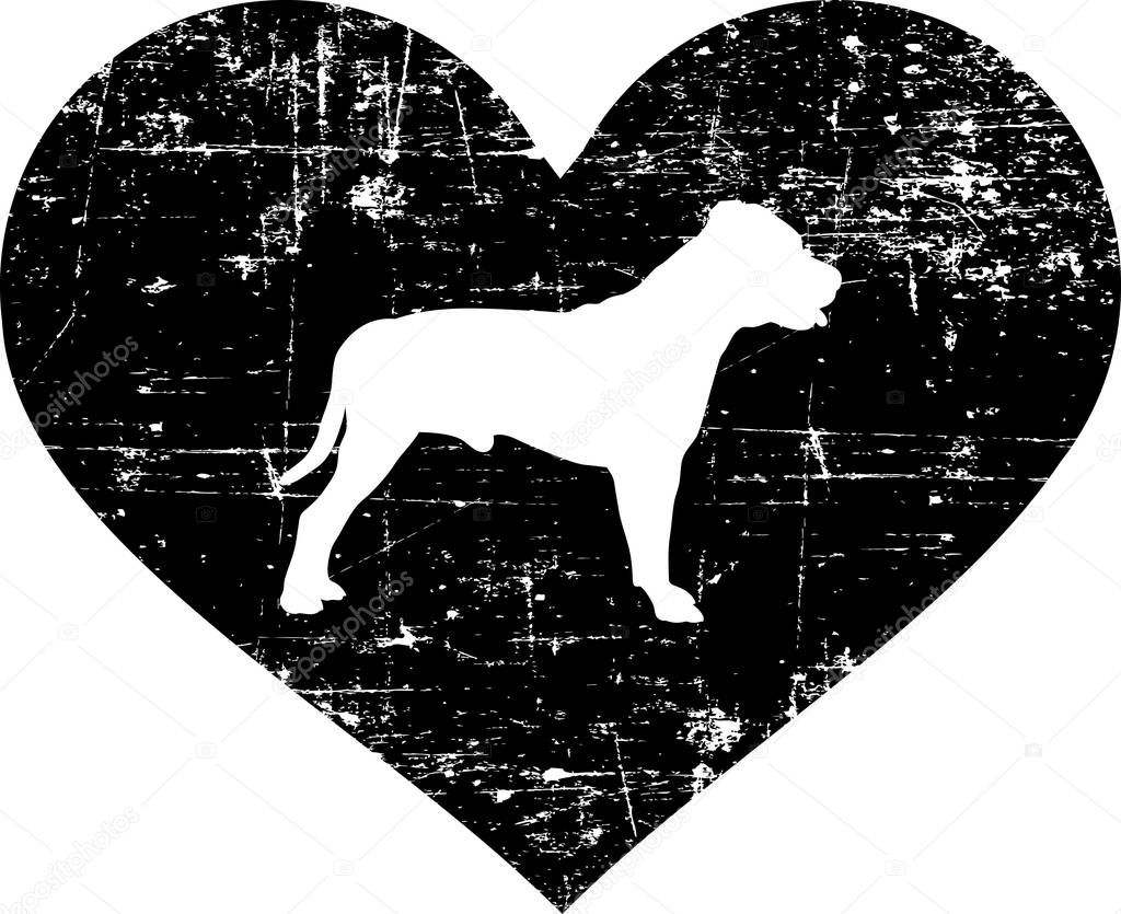 Staffordshire Bull Terrier silhouette in black heart