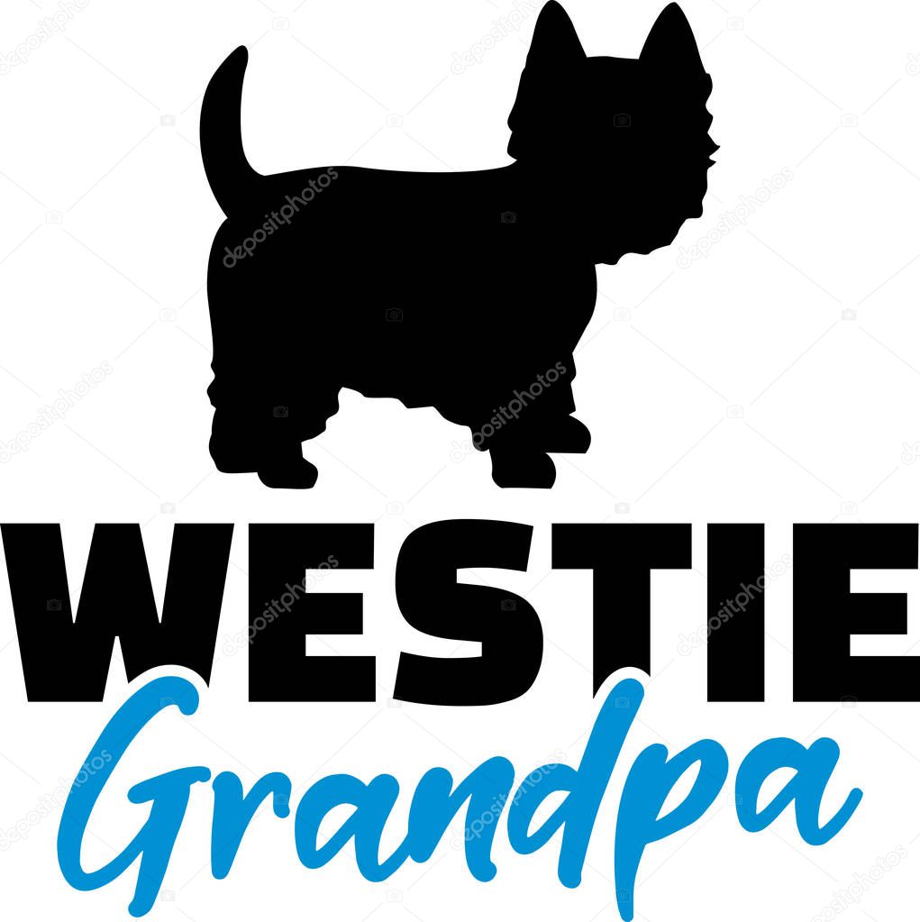 Westie Grandpa silhouette in black