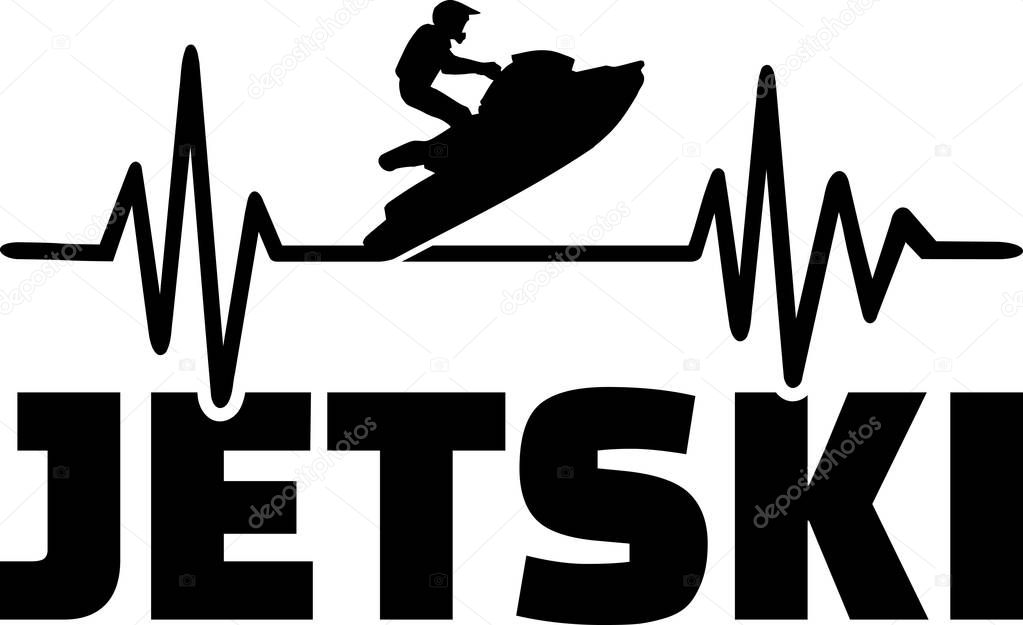 Heartbeat pulse line with jetski on water