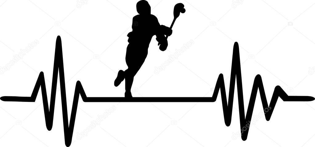 Heartbeat pulse line with a running lacrosse player