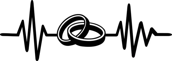 ハートビート パルス線結婚式結婚指輪 — ストックベクタ
