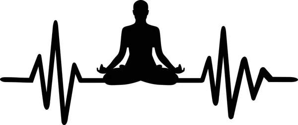 Herzschlag Pulslinie Yoga Mit Berufsbezeichnung Und Yoga Silhouette — Stockvektor