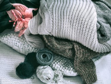 Konu ev iç ve medinilla pot kanepede ile örme kazak