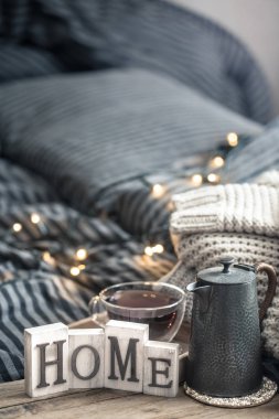 iç ev dekorasyonu ev yatak odası iç ahşap zemin üzerinde bir yazıt ile bir mektup