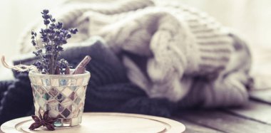 Oturma odası, metin için yer iç ahşap zemin üzerine örme kazak