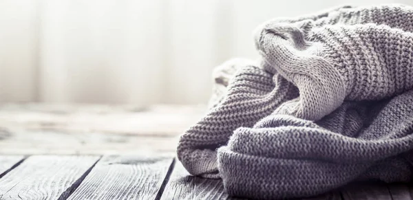 Sweter Sweter Podłoże Drewniane Miejsca Tekst — Zdjęcie stockowe