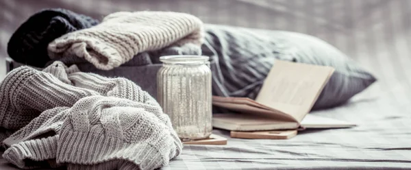 Örme sıcak kazak, ev atrosphere rahat kompozisyon