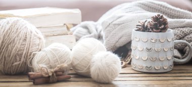 oturma odası, ev konfor kavramını bir dekor ile rahat sıcak natürmort