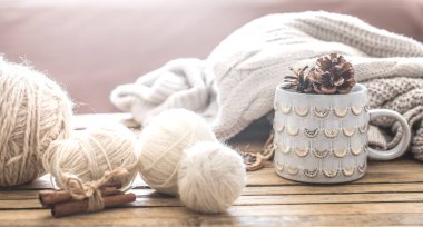 oturma odası, ev konfor kavramını bir dekor ile rahat sıcak natürmort