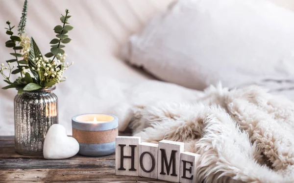 Stilleven Huiselijke Sfeer Het Interieur Met Home Decor Items Het — Stockfoto