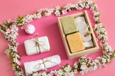 Bahar Spa izole pembe arka plan üzerinde yaşam