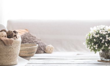 Oturma odası ve dekor natürmort iç detayları