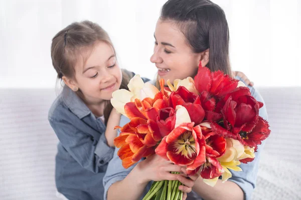 Happy mother\'s Day. Little cute daughter with her mother