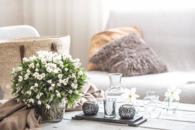 Oturma odası ve dekor natürmort iç detayları