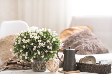 Oturma odası ve dekor natürmort iç detayları