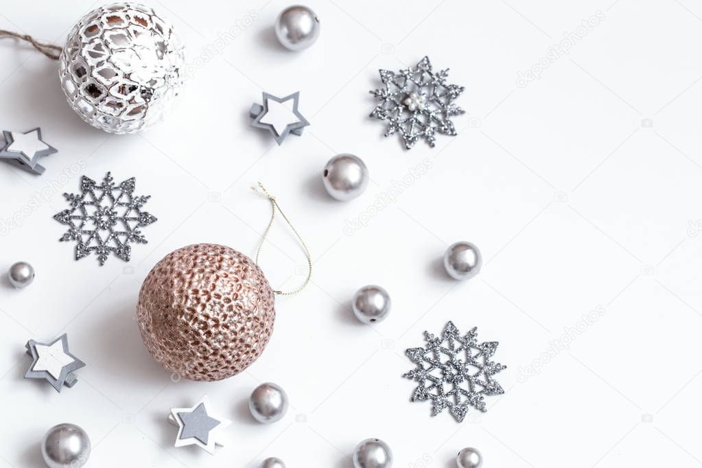 Christmas or New Year accessories on white background isometric 