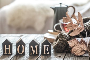 Ev atmosferinde natürmort sonbahar ruh hali.