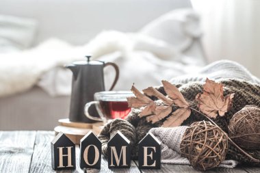 Ev atmosferinde natürmort sonbahar ruh hali.