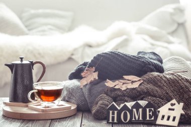 Ev atmosferinde natürmort sonbahar ruh hali.