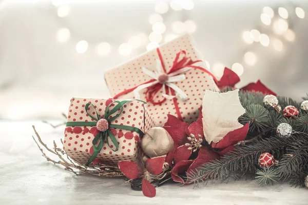 Fondo de vacaciones de Navidad con regalo en caja  . —  Fotos de Stock