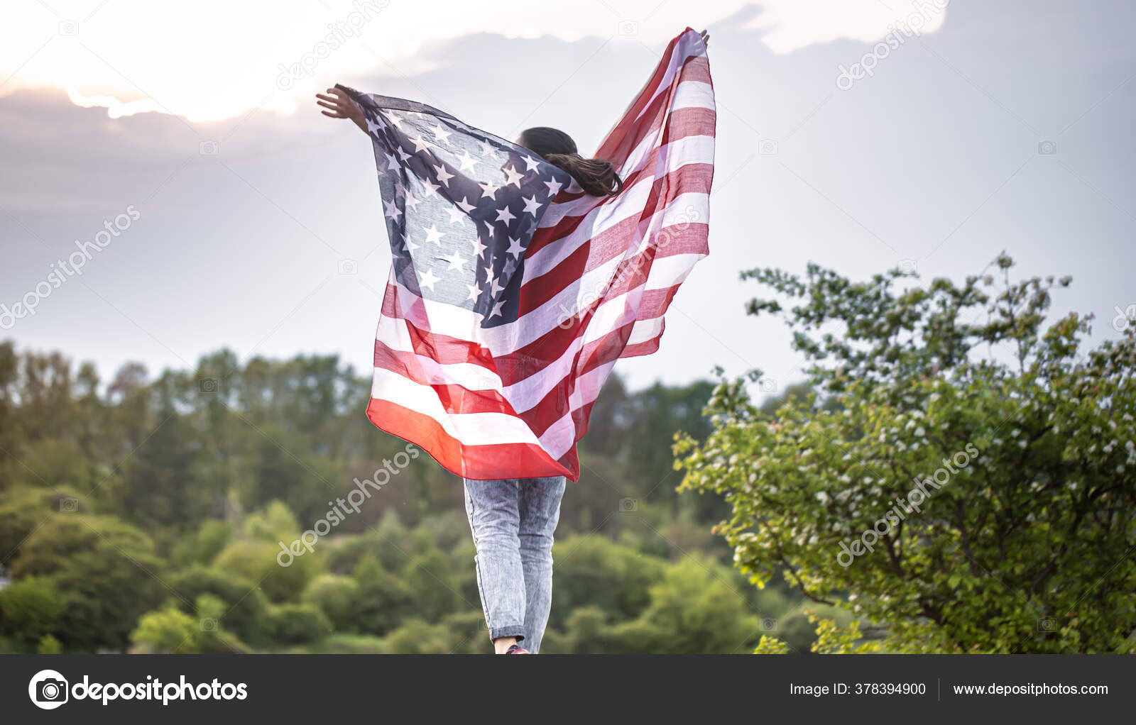 Day Woman Nature Flag Patriotism Love Stock Photo by ©puhimec 378394900