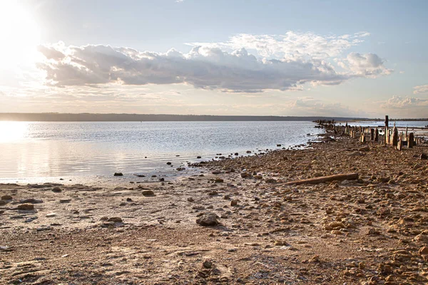 얄니크 강물에서 소금으로 뒤덮인 기둥들 — 스톡 사진
