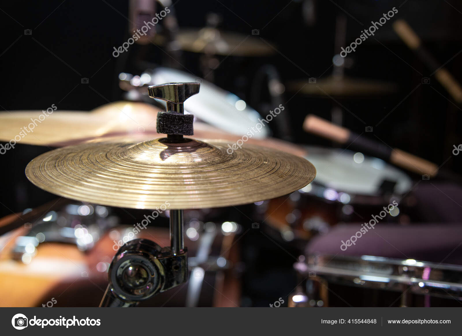 Cropped Image Drum Set Drum Kit Crash Ride Splash Cymbal Stock Photo by