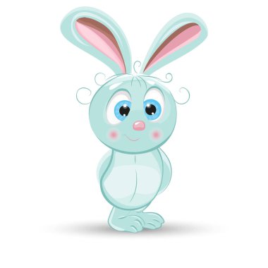 Beyaz arka planda izole edilmiş şirin küçük tavşan.