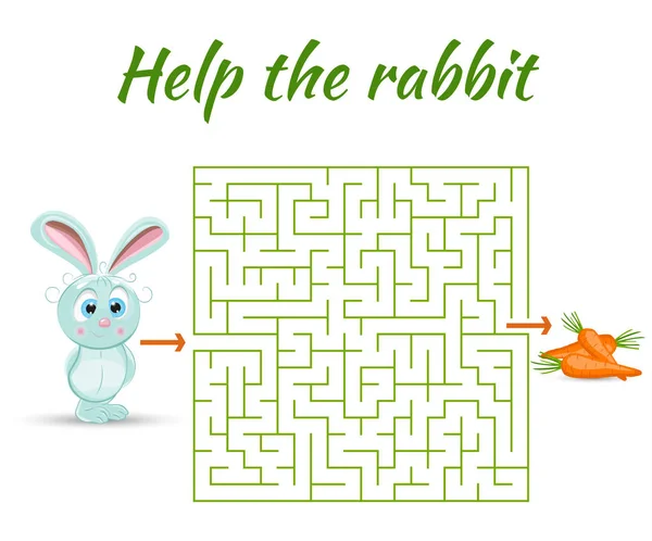 Ronda laberinto juego de adivinanzas, encontrar el camino a su camino. Ayuda al conejo — Vector de stock