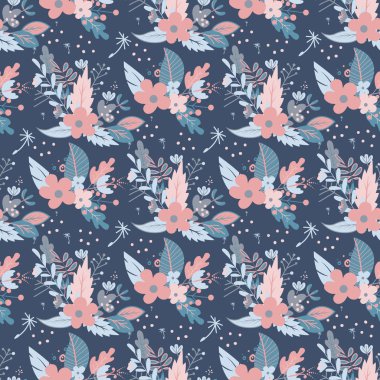 Çiçekler Dikişsiz desen vektör çizim.