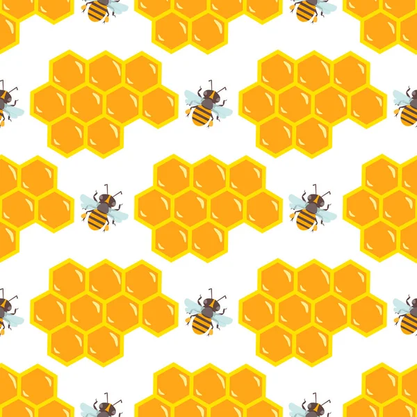 Abeille à miel avec motif sans couture fleur de tilleul vecteur . — Image vectorielle