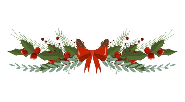 Noel ağacı dalı dekorasyon çerçeve ayırıcı tatil çelenk.
