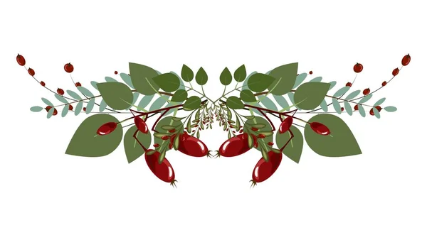 Julgran gren dekoration ram divider holiday garland. — Stock vektor