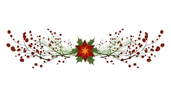 Karangan bunga Natal cabang dekorasi frame divider holiday garland . - Stok Vektor