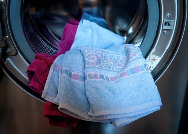 Washing Machine Two Towels Royalty Free Stock Photos