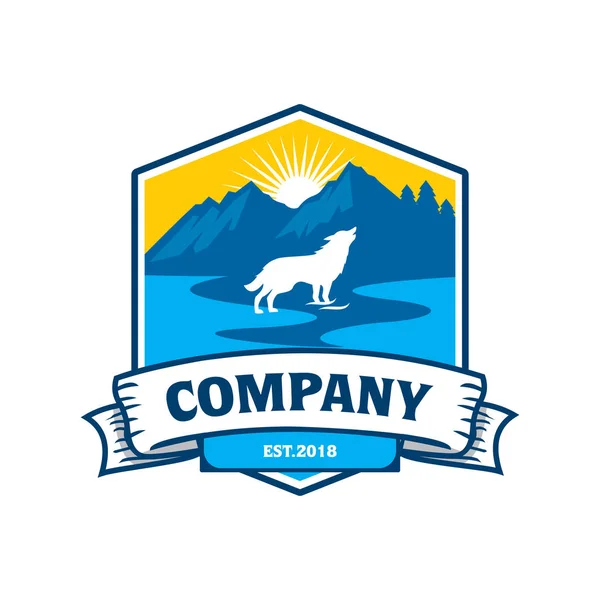 Логотип Реки Волк Логотип Животных — стоковый вектор