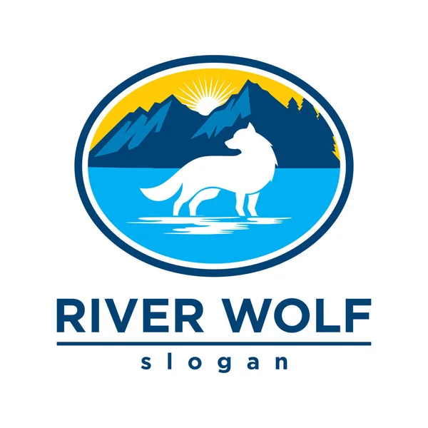 Логотип Реки Волк Логотип Животных — стоковый вектор