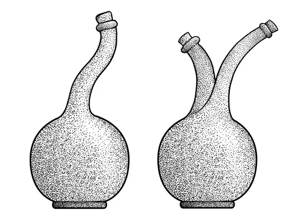 Potion Medicin Flaska Illustration Teckning Gravyr Bläck Konturteckningar Vektor — Stock vektor