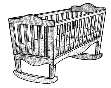 Beşik çizim, çizim, gravür, mürekkep, hat sanatı, vektör