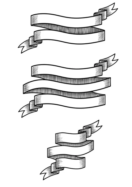 05Banner Koleksiyonu Çizim Çizim Gravür Mürekkep Hat Sanatı Vektör — Stok Vektör