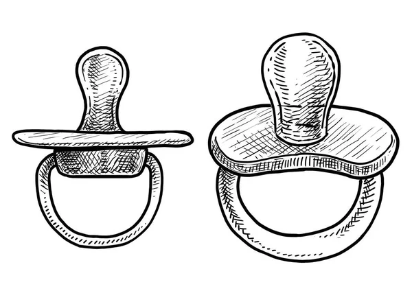 婴儿奶嘴插图 线条艺术 — 图库矢量图片