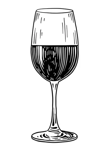 Вино Скляна Ілюстрація Малюнок Гравіювання Чорнило Лінійне Мистецтво Вектор — стоковий вектор